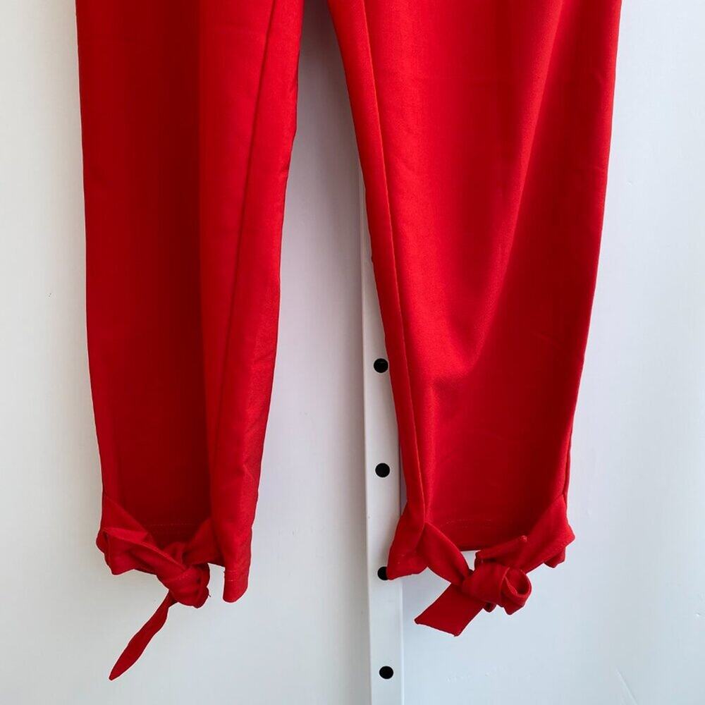 NWT GRACE KARIN Womens Casual High Waist Pencil Pants Bow-Knot Pockets Red sz M - Picture 5 of 8